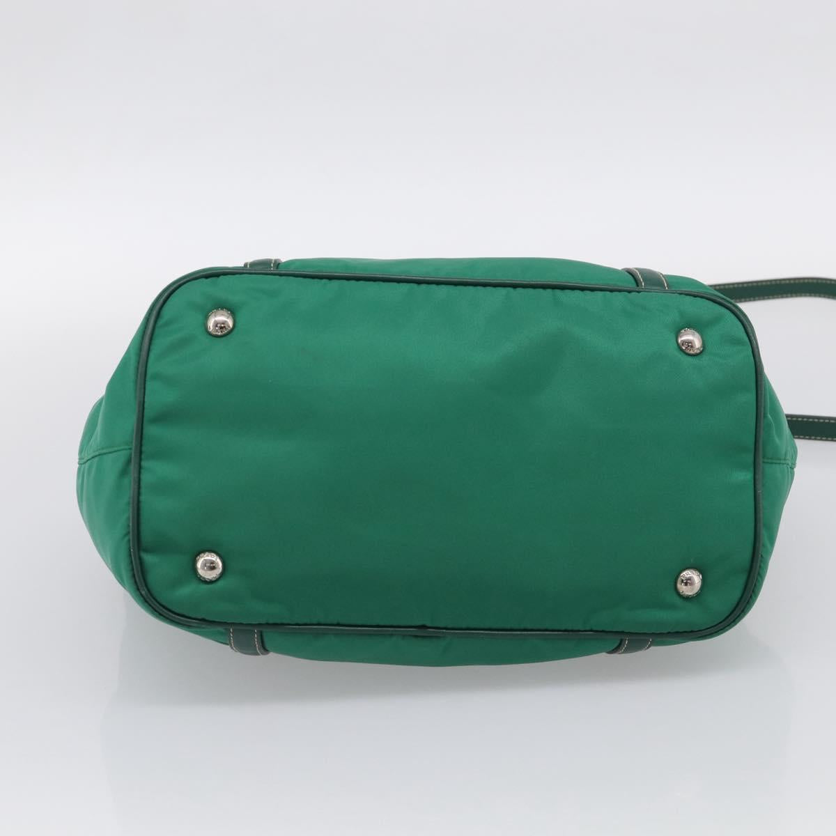 PRADA Hand Bag Nylon 2way Green Silver Auth 210496M