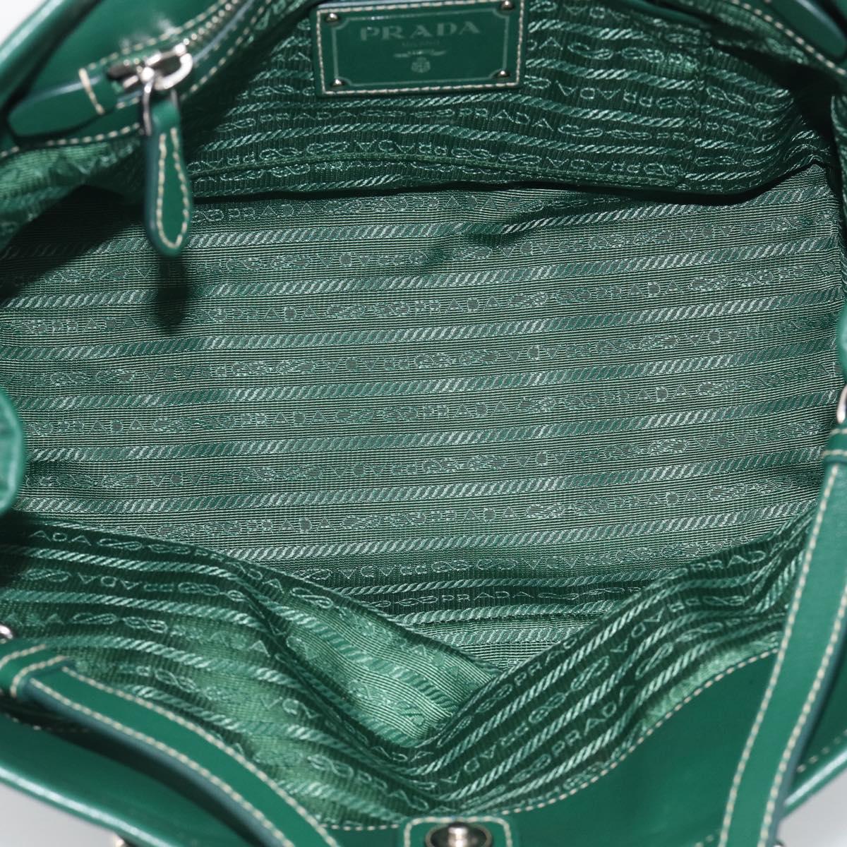 PRADA Hand Bag Nylon 2way Green Silver Auth 210496M