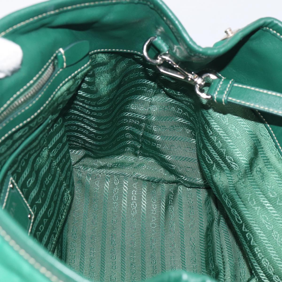 PRADA Hand Bag Nylon 2way Green Silver Auth 210496M