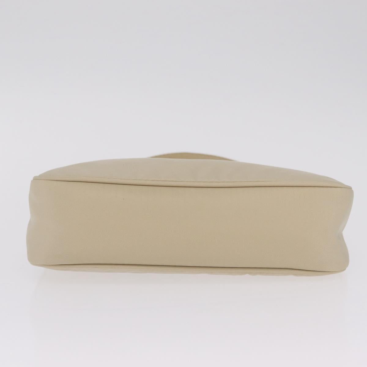 PRADA Hand Bag Nylon Beige Silver Auth 210498V