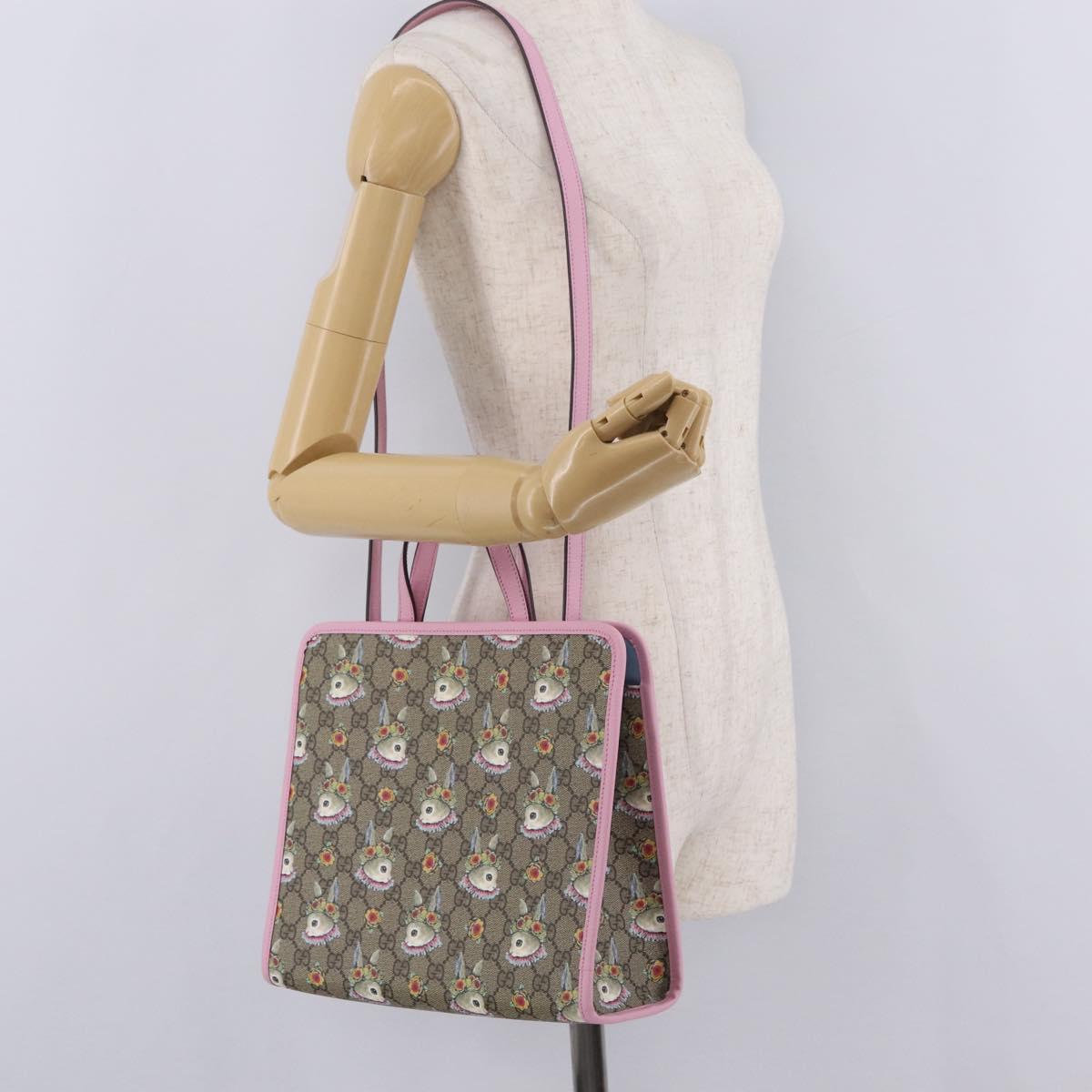 GUCCI x Higuchi Yuuko GG Supreme Bag PVC 2way Beige Silver 630542 Auth 210501M