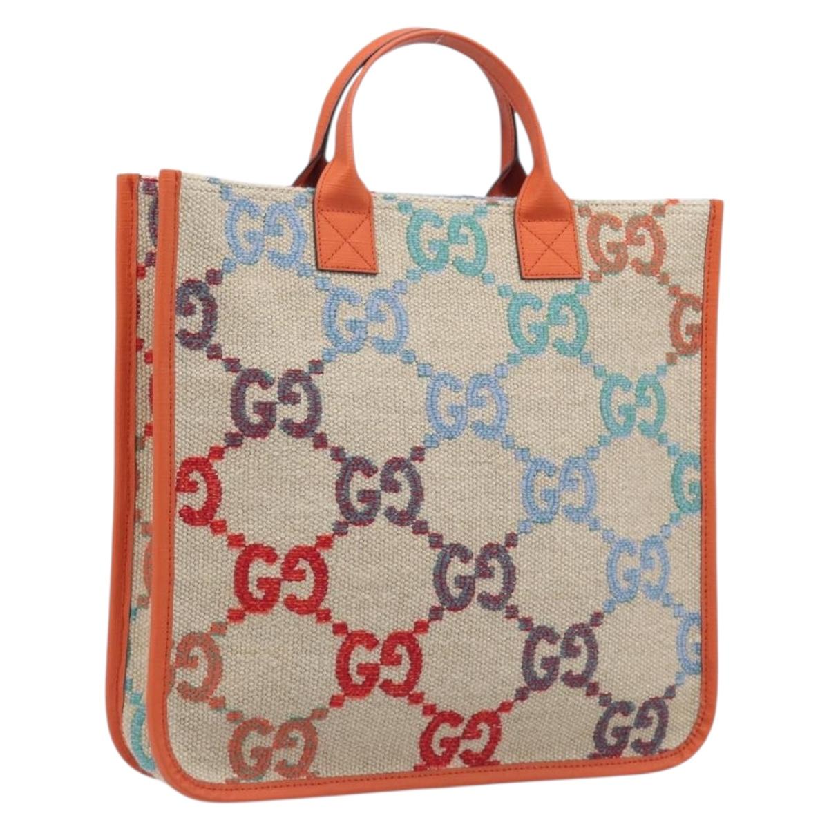 GUCCI GG Canvas Tote Bag Multicolor Orange 550763 Auth 210502V