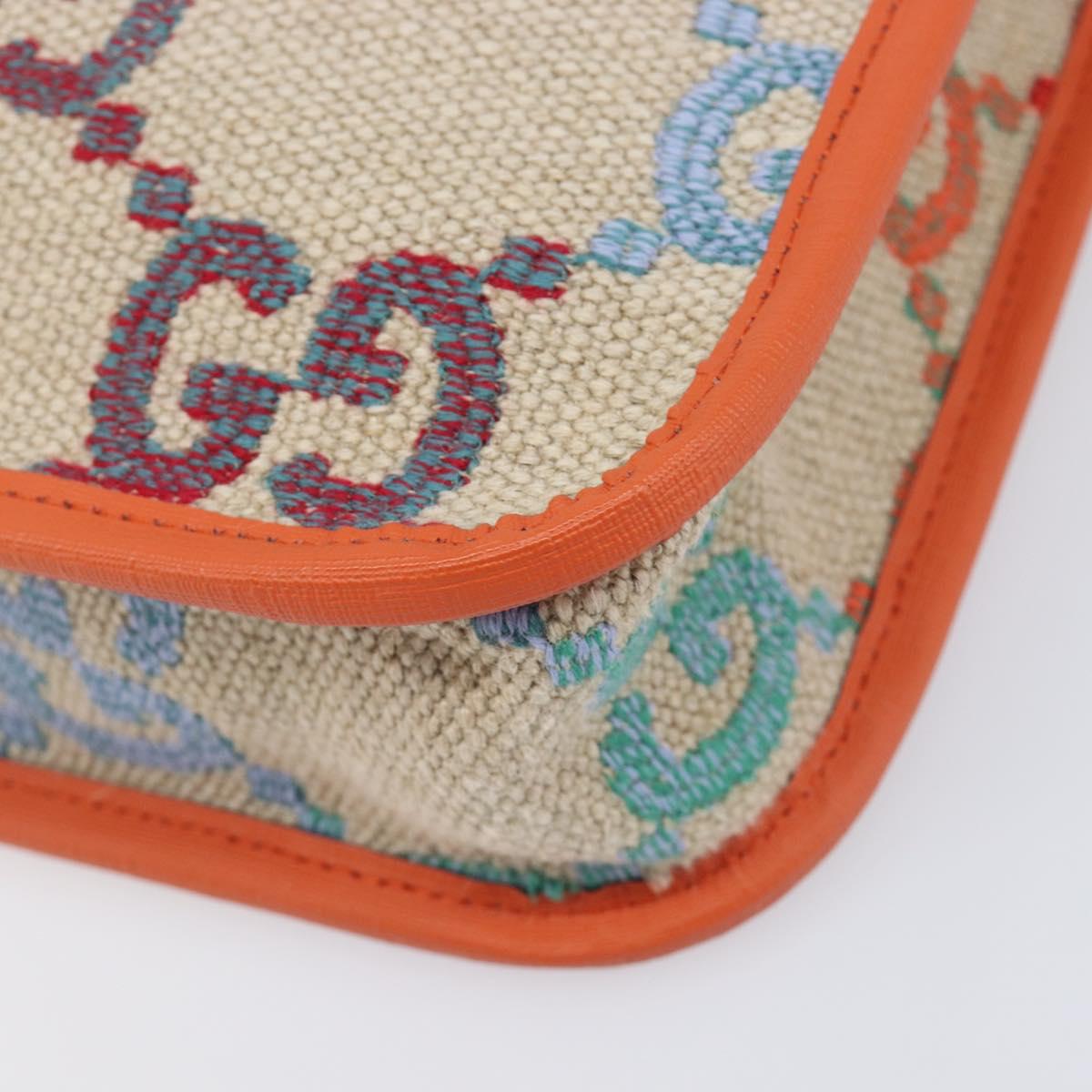 GUCCI GG Canvas Tote Bag Multicolor Orange 550763 Auth 210502V