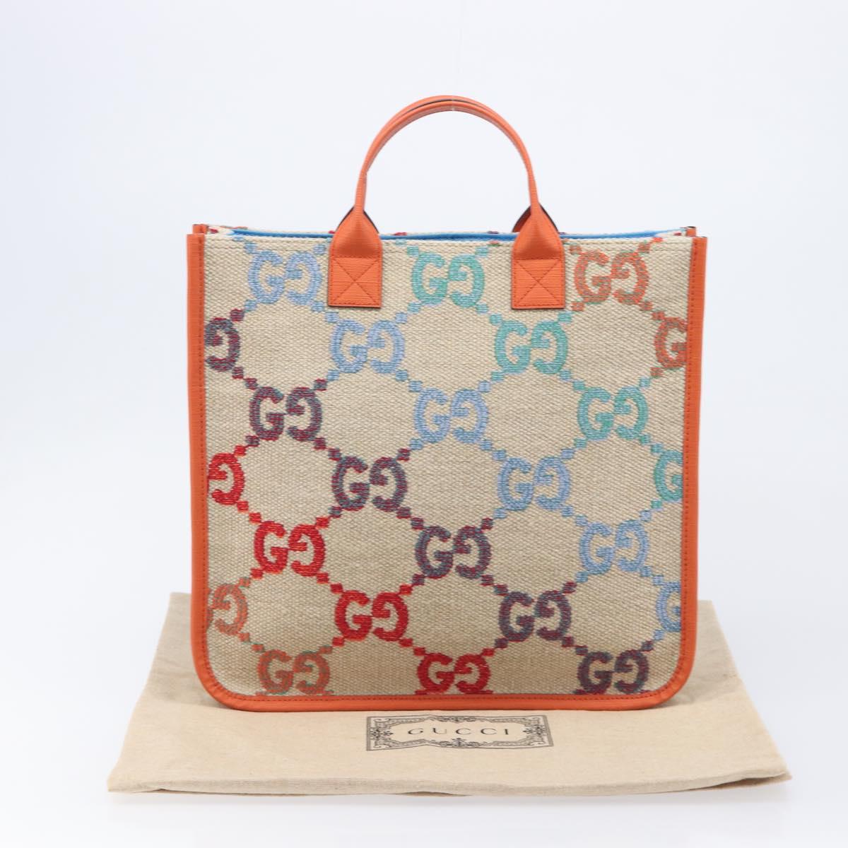 GUCCI GG Canvas Tote Bag Multicolor Orange 550763 Auth 210502V