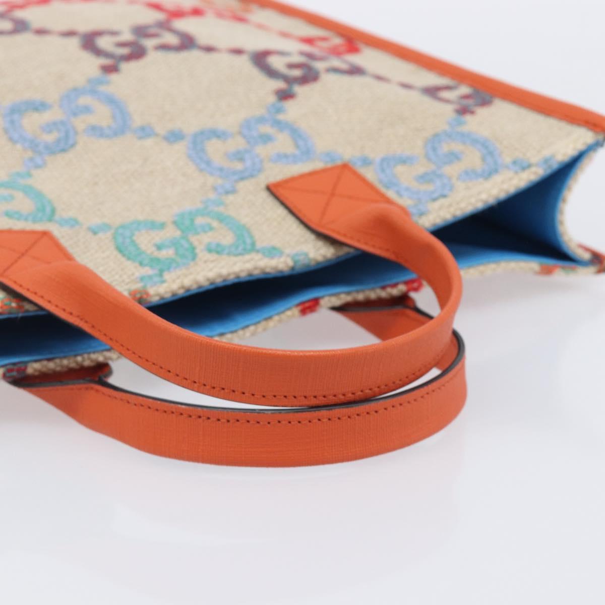 GUCCI GG Canvas Tote Bag Multicolor Orange 550763 Auth 210502V