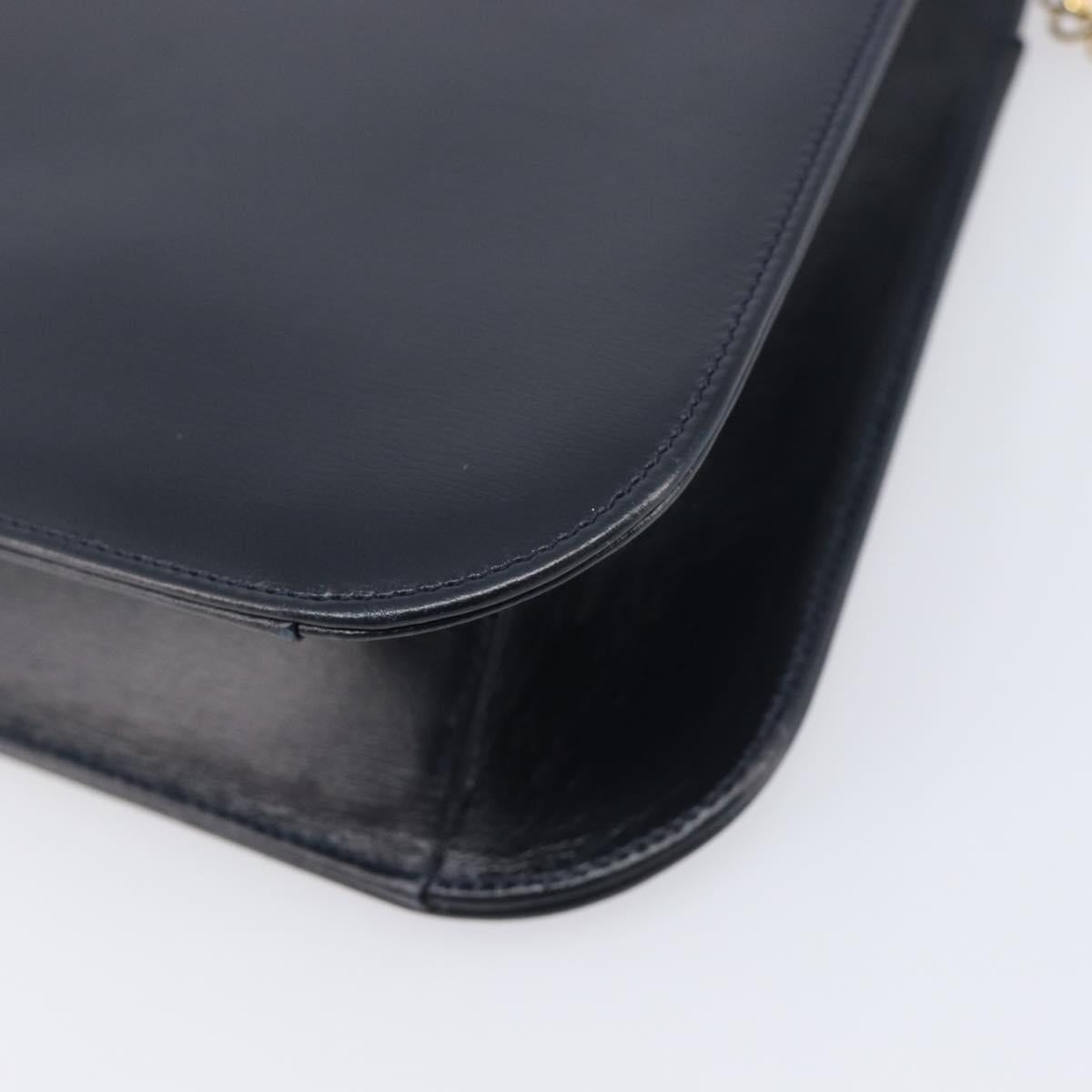Cartier Chain Shoulder Bag Leather Black Gold Auth 210503A