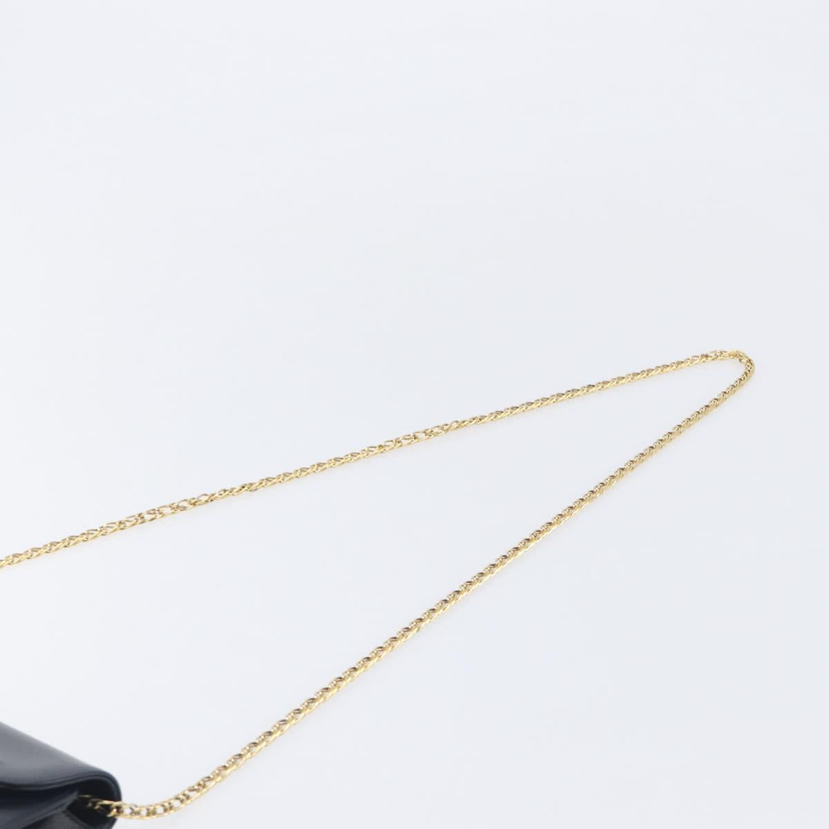 Cartier Chain Shoulder Bag Leather Black Gold Auth 210503A