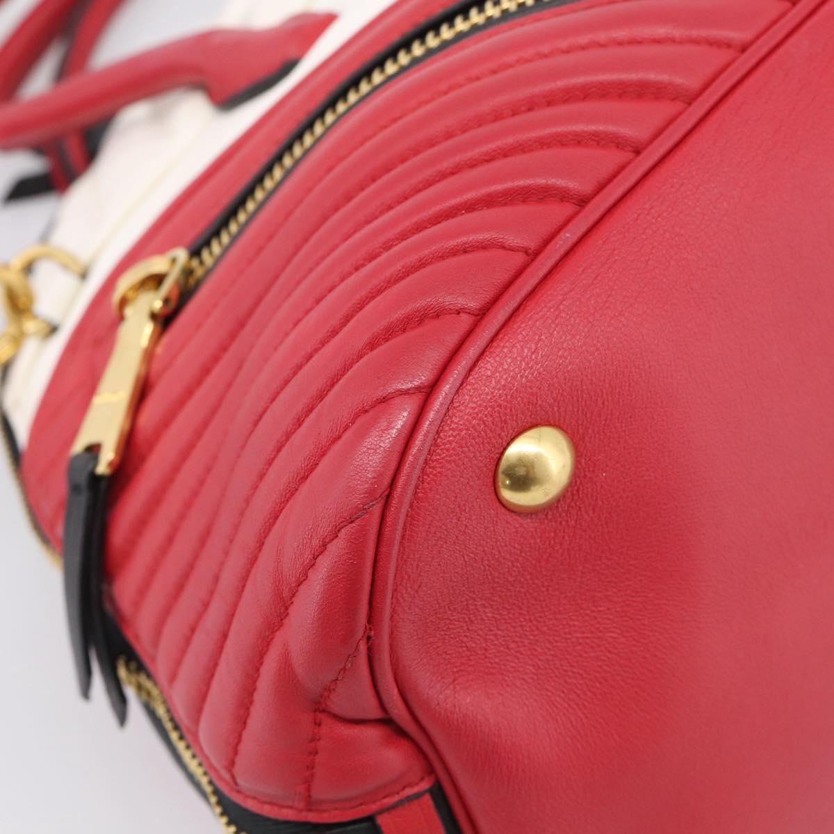 Miu Miu Hand Bag Leather 2way Red Gold Auth 210504V
