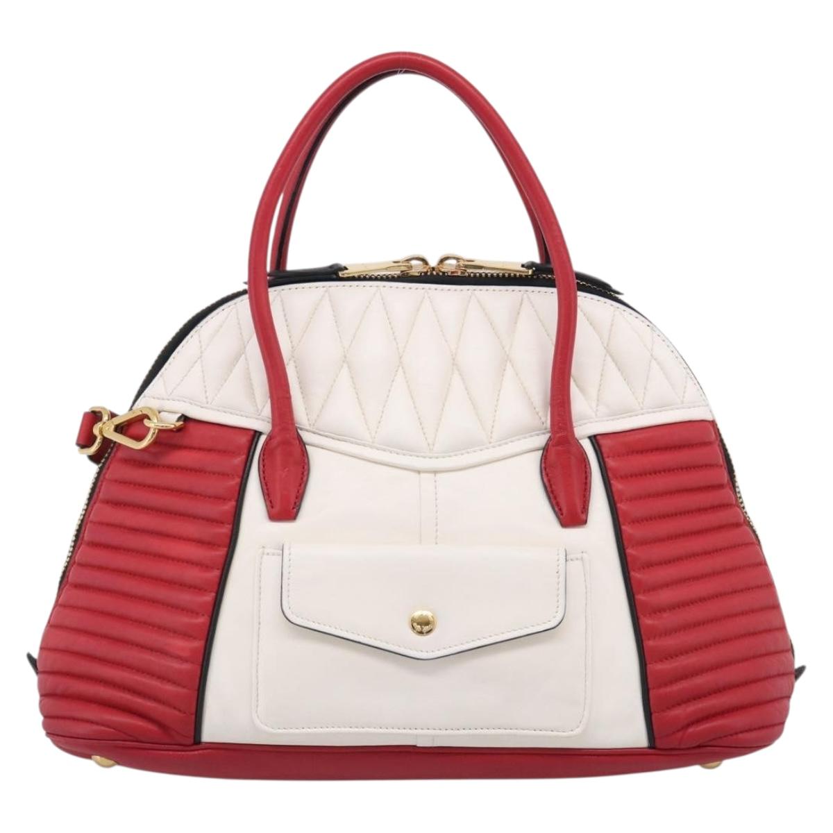 Miu Miu Hand Bag Leather 2way Red Gold Auth 210504V