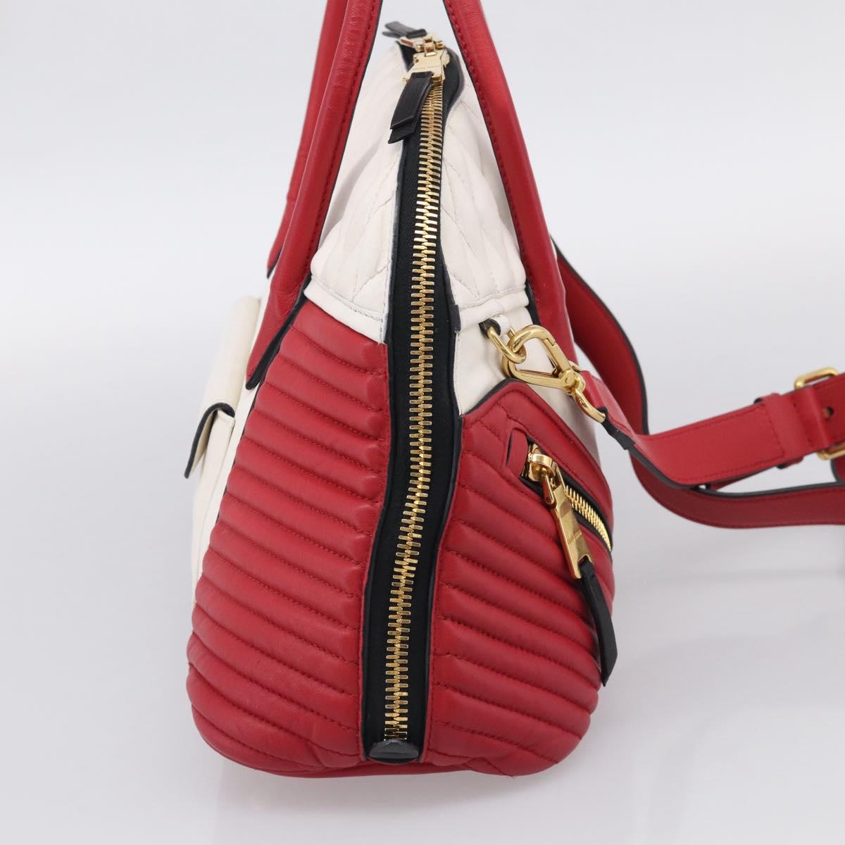 Miu Miu Hand Bag Leather 2way Red Gold Auth 210504V