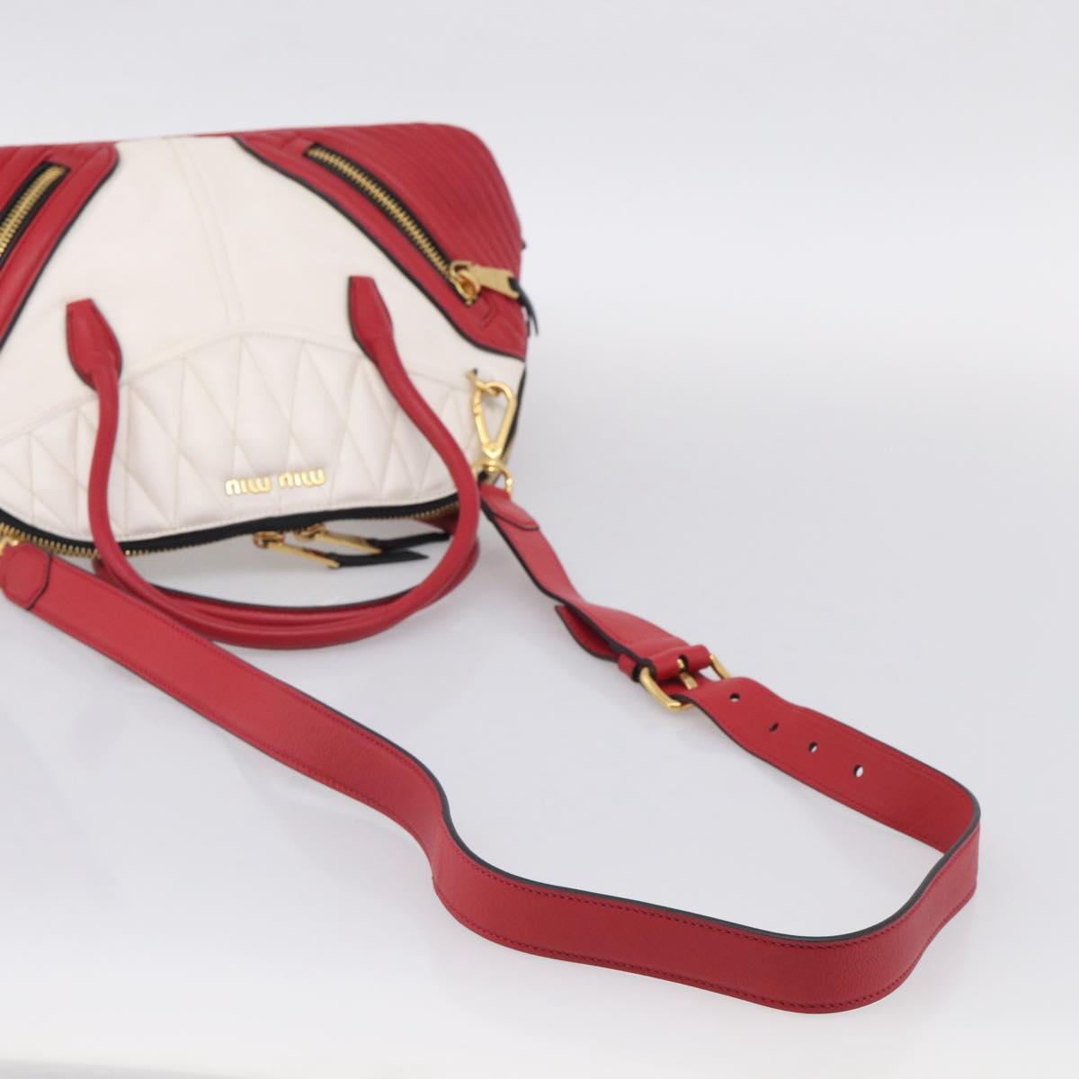 Miu Miu Hand Bag Leather 2way Red Gold Auth 210504V