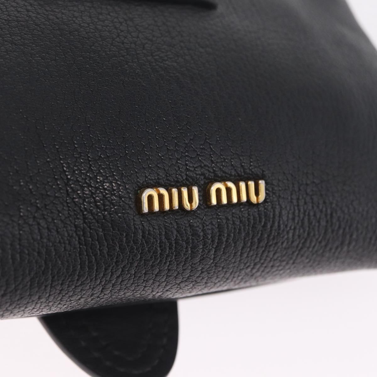 Miu Miu Chain Bijoux Shoulder Bag Leather Black Gold Auth 210510V