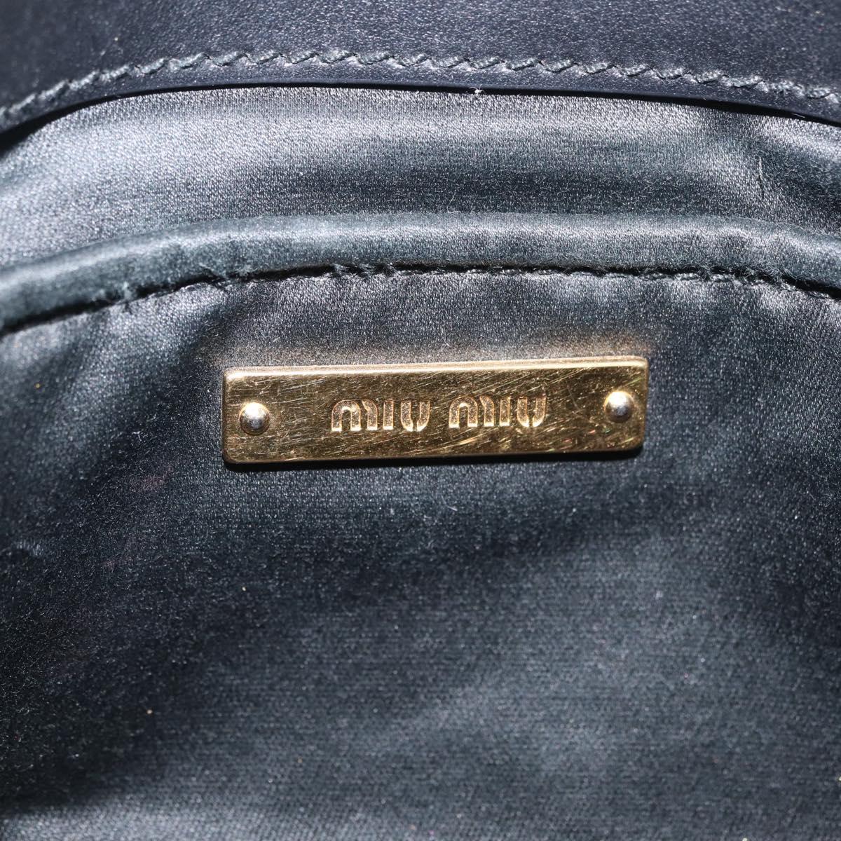 Miu Miu Chain Bijoux Shoulder Bag Leather Black Gold Auth 210510V