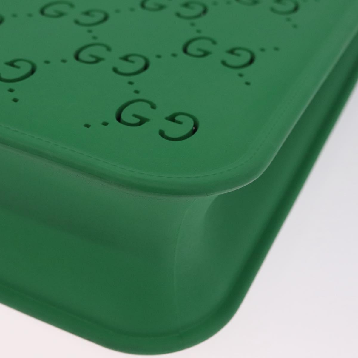 GUCCI GG Canvas Tote Bag Rubber Green 679365 Auth 210511V