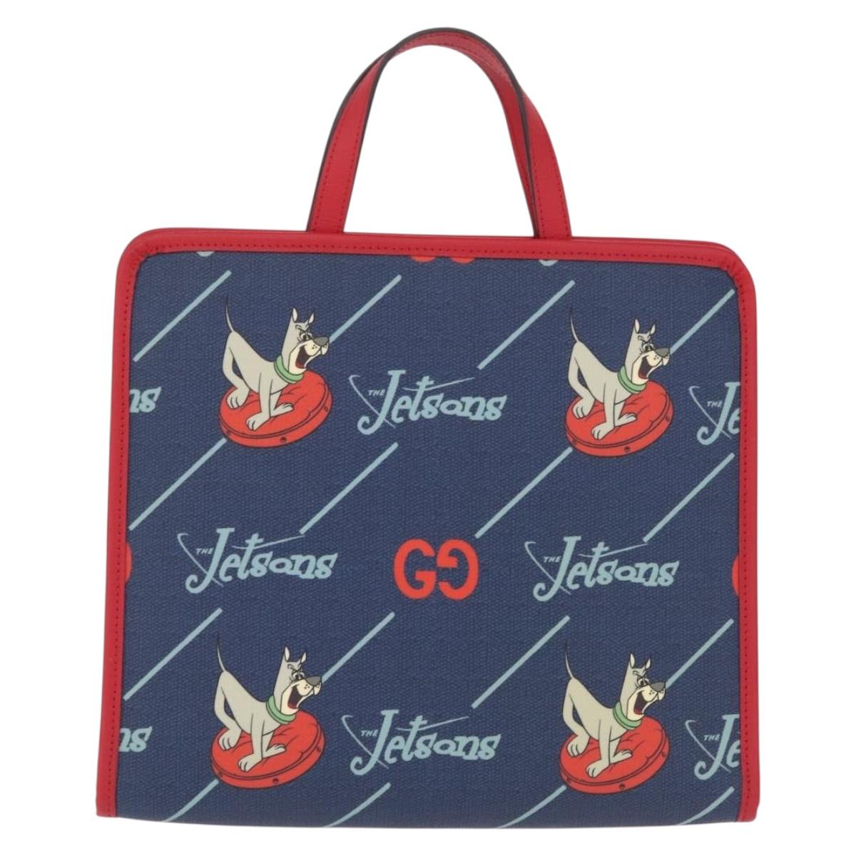GUCCI Jetsons Collaboration Hand Bag PVC Blue Silver 605614 Auth 210513V