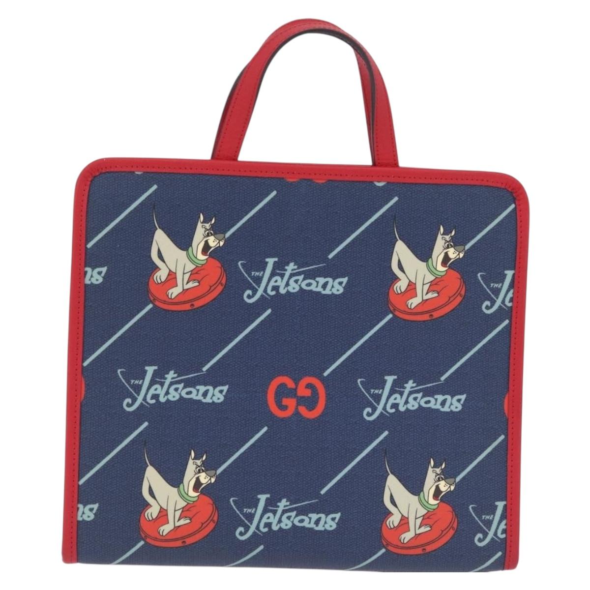GUCCI Jetsons Collaboration Hand Bag PVC Blue Silver 605614 Auth 210513V