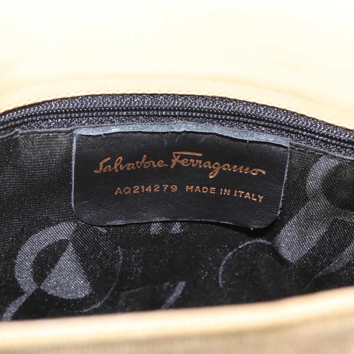 Salvatore Ferragamo Hand Bag Canvas 2way Beige Gold Auth 210514