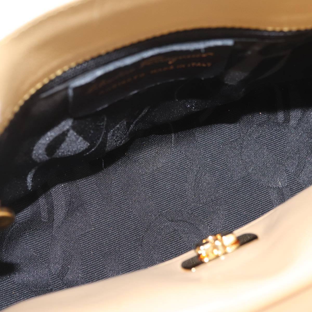 Salvatore Ferragamo Hand Bag Canvas 2way Beige Gold Auth 210514