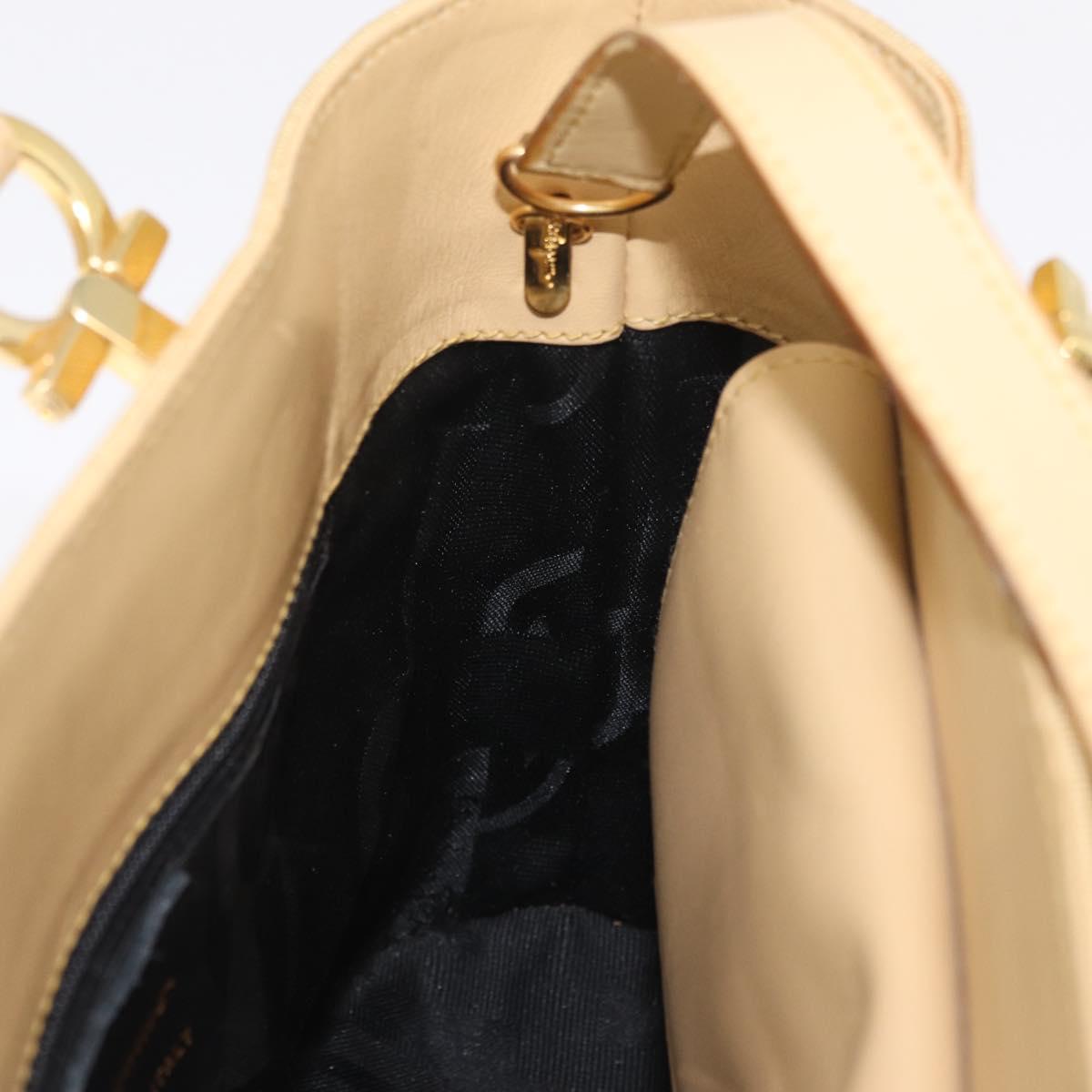 Salvatore Ferragamo Hand Bag Canvas 2way Beige Gold Auth 210514