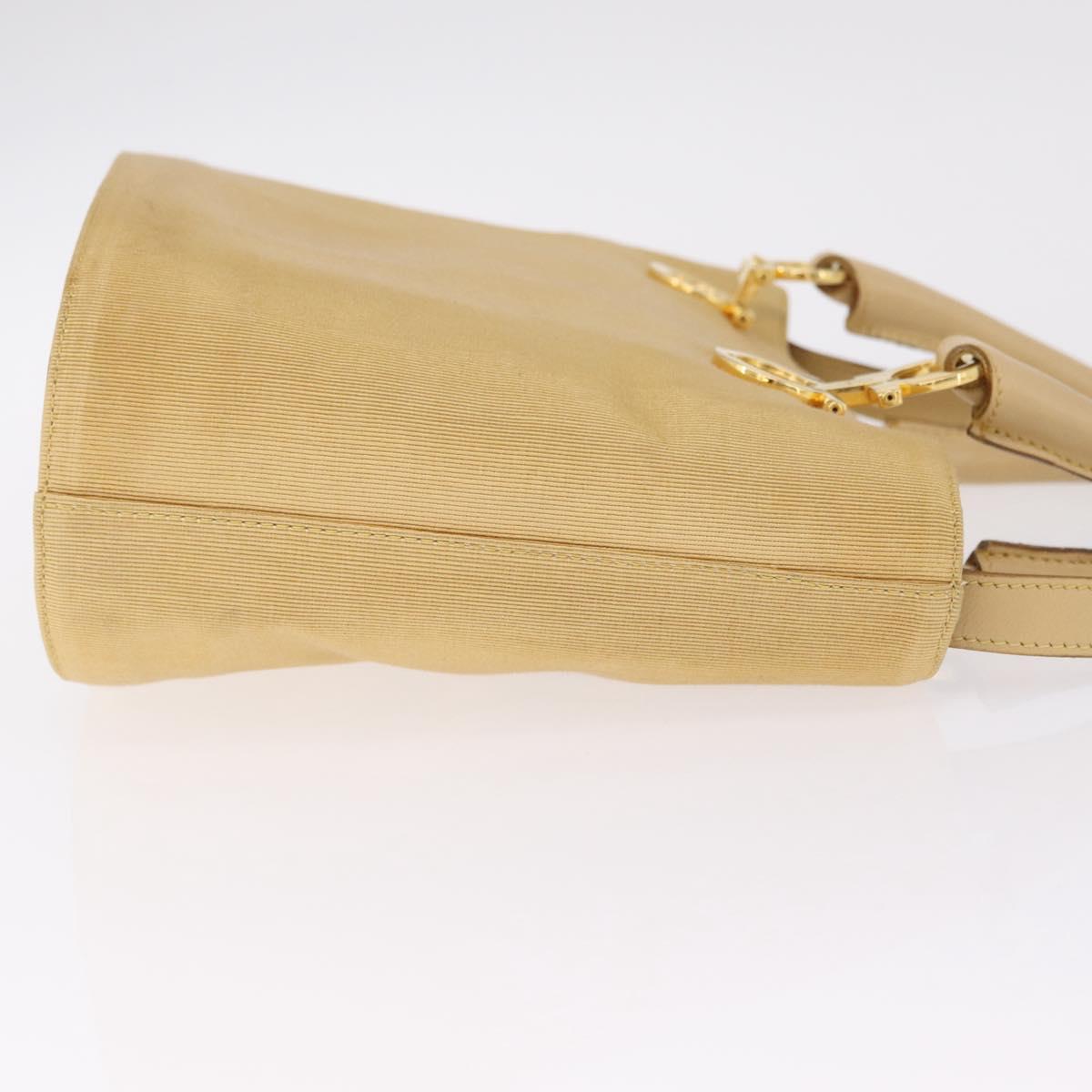 Salvatore Ferragamo Hand Bag Canvas 2way Beige Gold Auth 210514