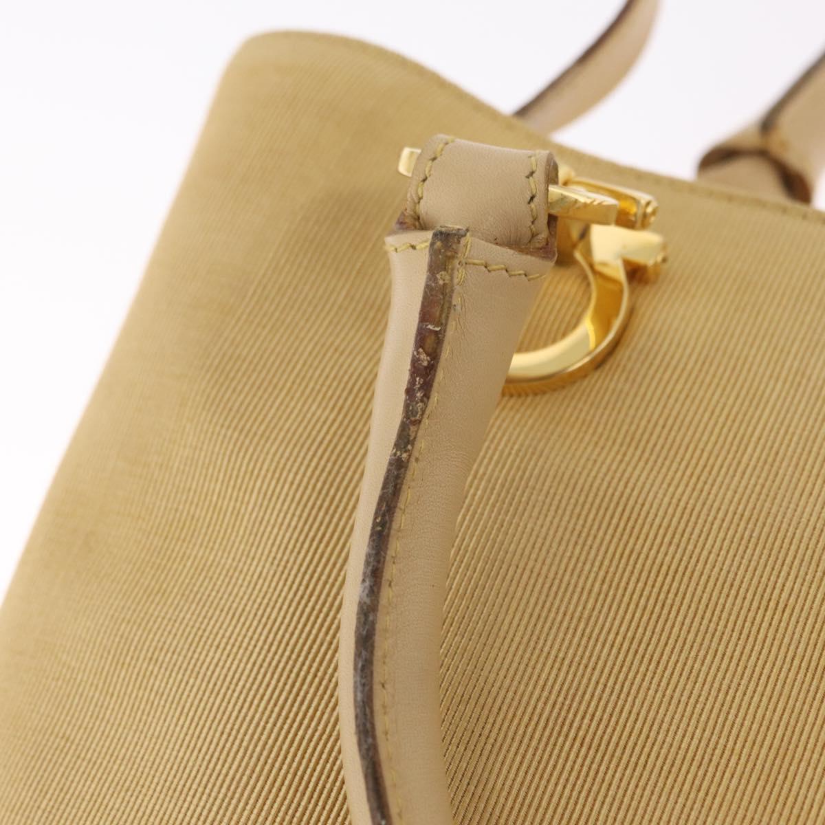Salvatore Ferragamo Hand Bag Canvas 2way Beige Gold Auth 210514