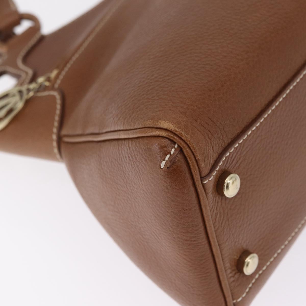 Cartier Hand Bag Leather Brown Gold Auth 210515V