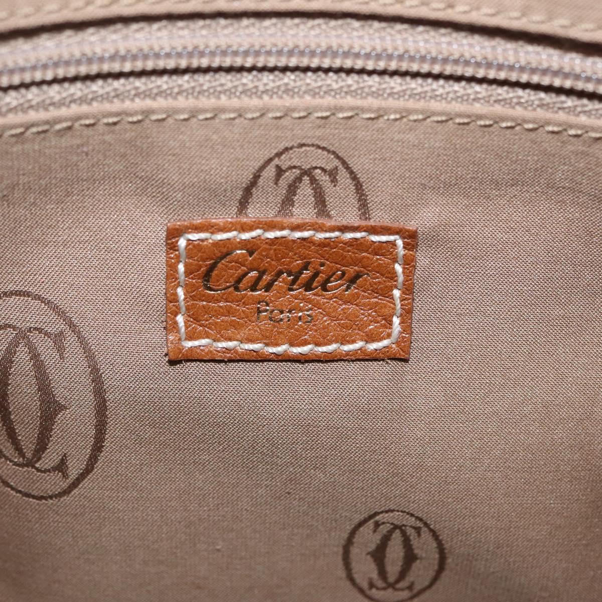 Cartier Hand Bag Leather Brown Gold Auth 210515V