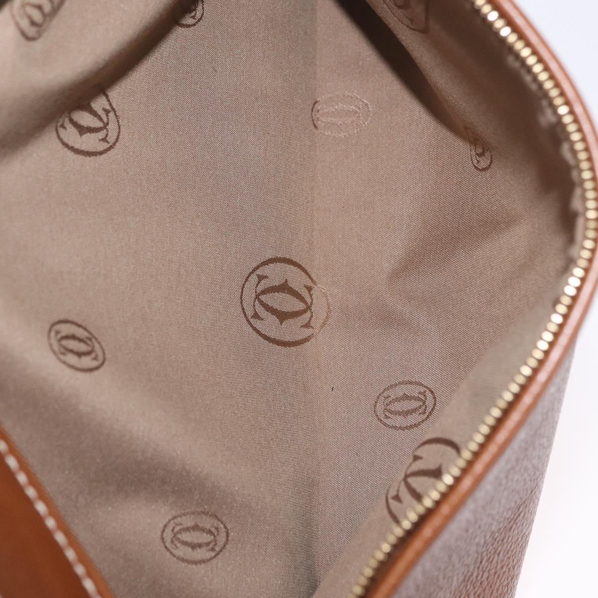 Cartier Hand Bag Leather Brown Gold Auth 210515V