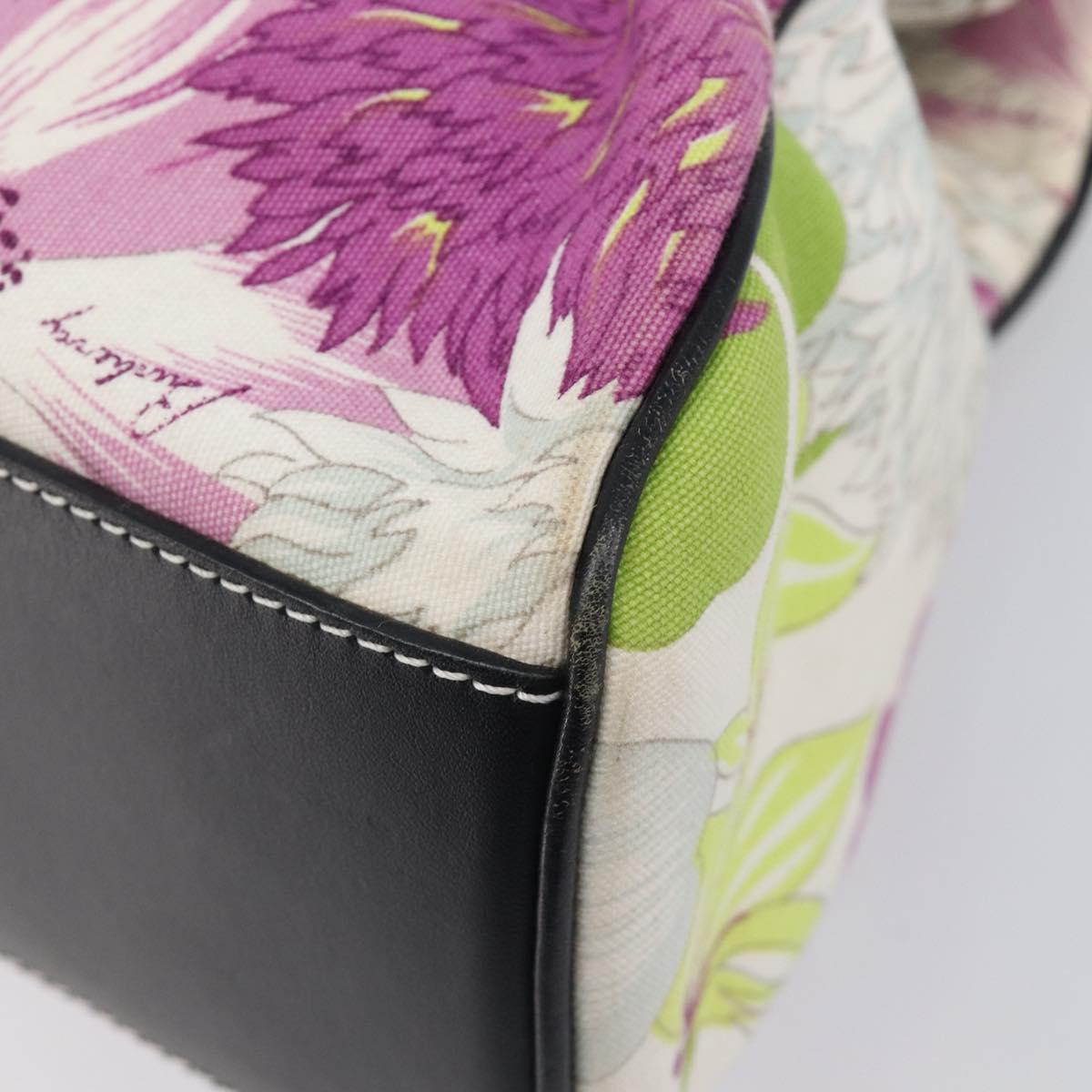 BURBERRY Floral Shoulder Bag Canvas Purple Silver Auth 210516A