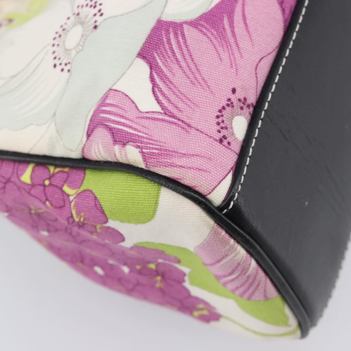 BURBERRY Floral Shoulder Bag Canvas Purple Silver Auth 210516A