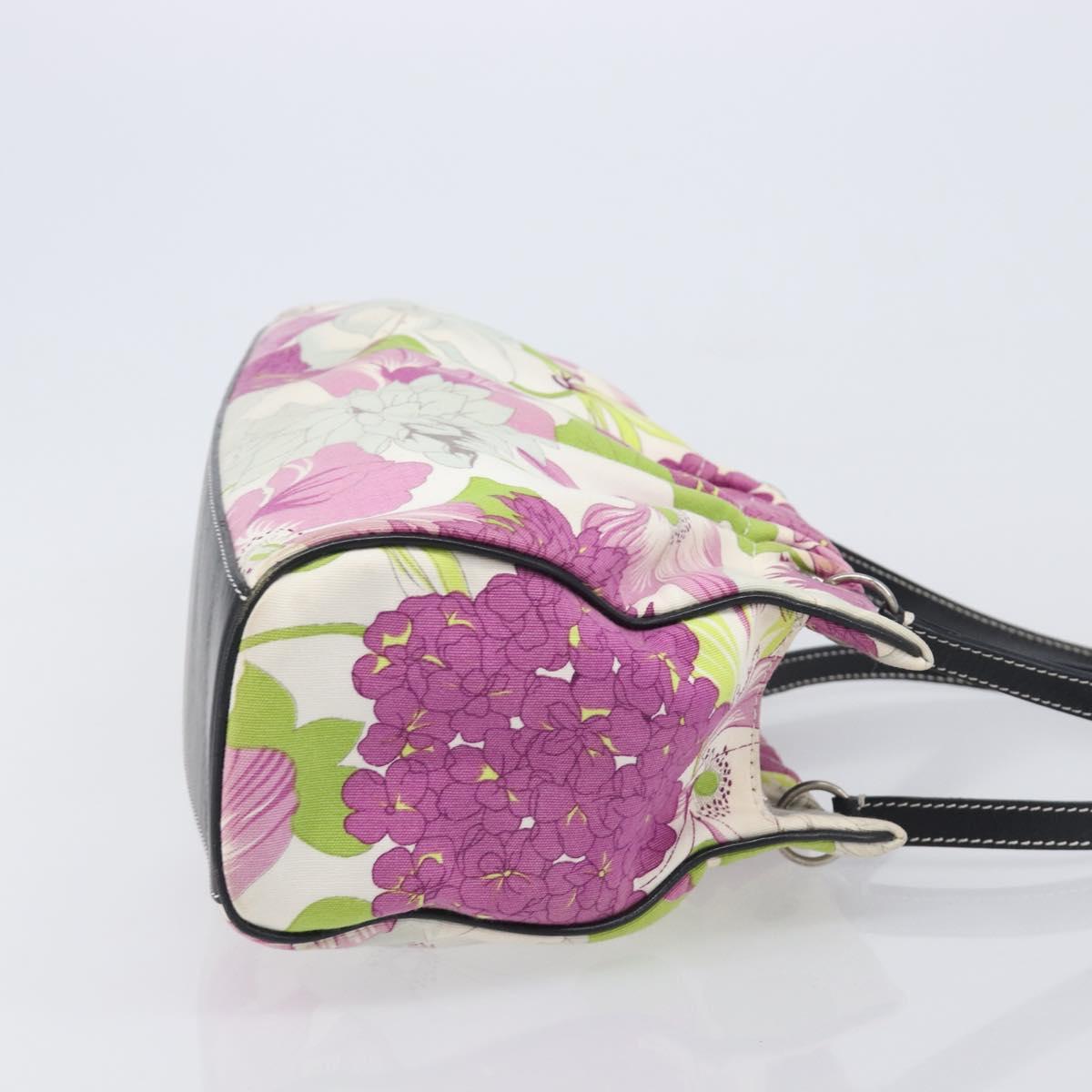 BURBERRY Floral Shoulder Bag Canvas Purple Silver Auth 210516A