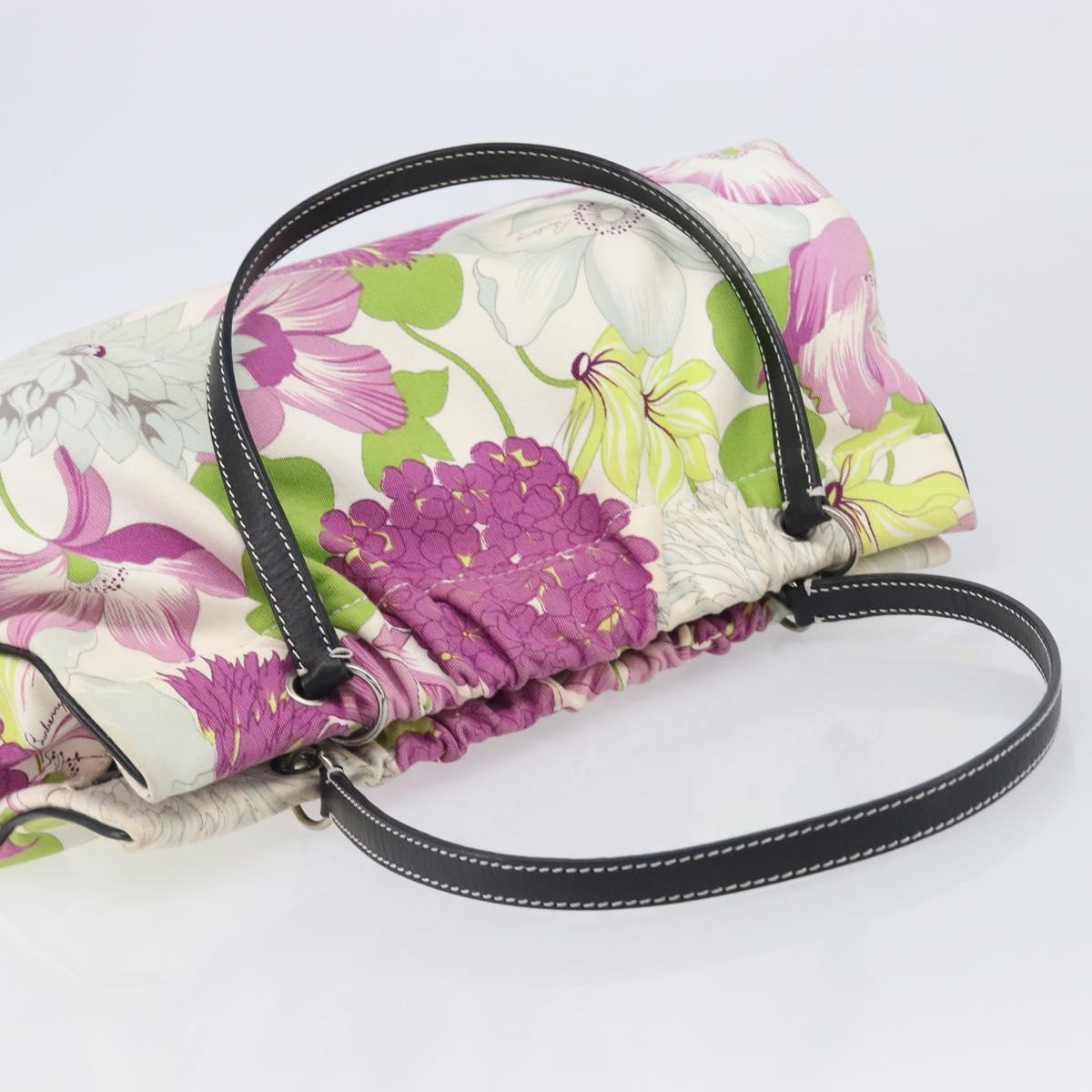 BURBERRY Floral Shoulder Bag Canvas Purple Silver Auth 210516A
