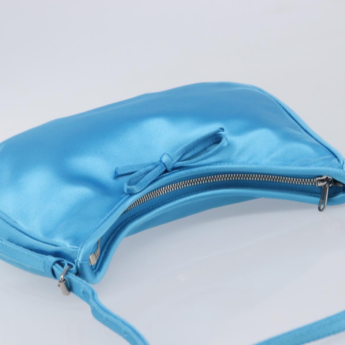 Balenciaga Leopolda Shoulder Bag Satin Blue Silver 792052 Auth 210517V