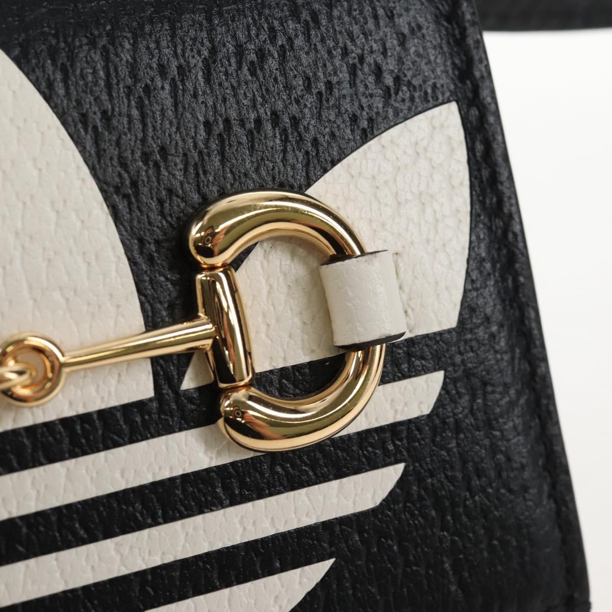GUCCI Adidas Collaboration Shoulder Wallet Leather Black 702248 Auth 210520M