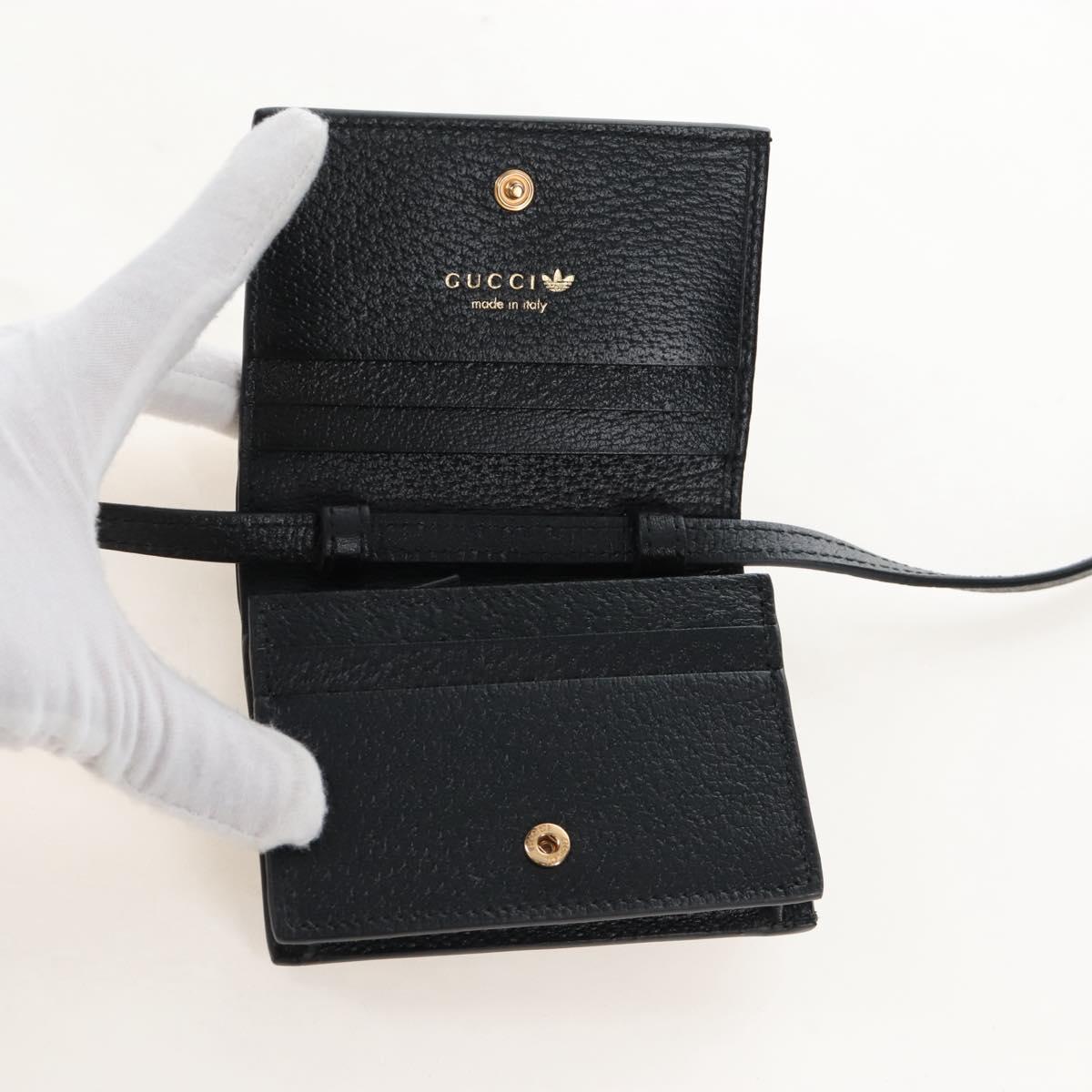 GUCCI Adidas Collaboration Shoulder Wallet Leather Black 702248 Auth 210520M
