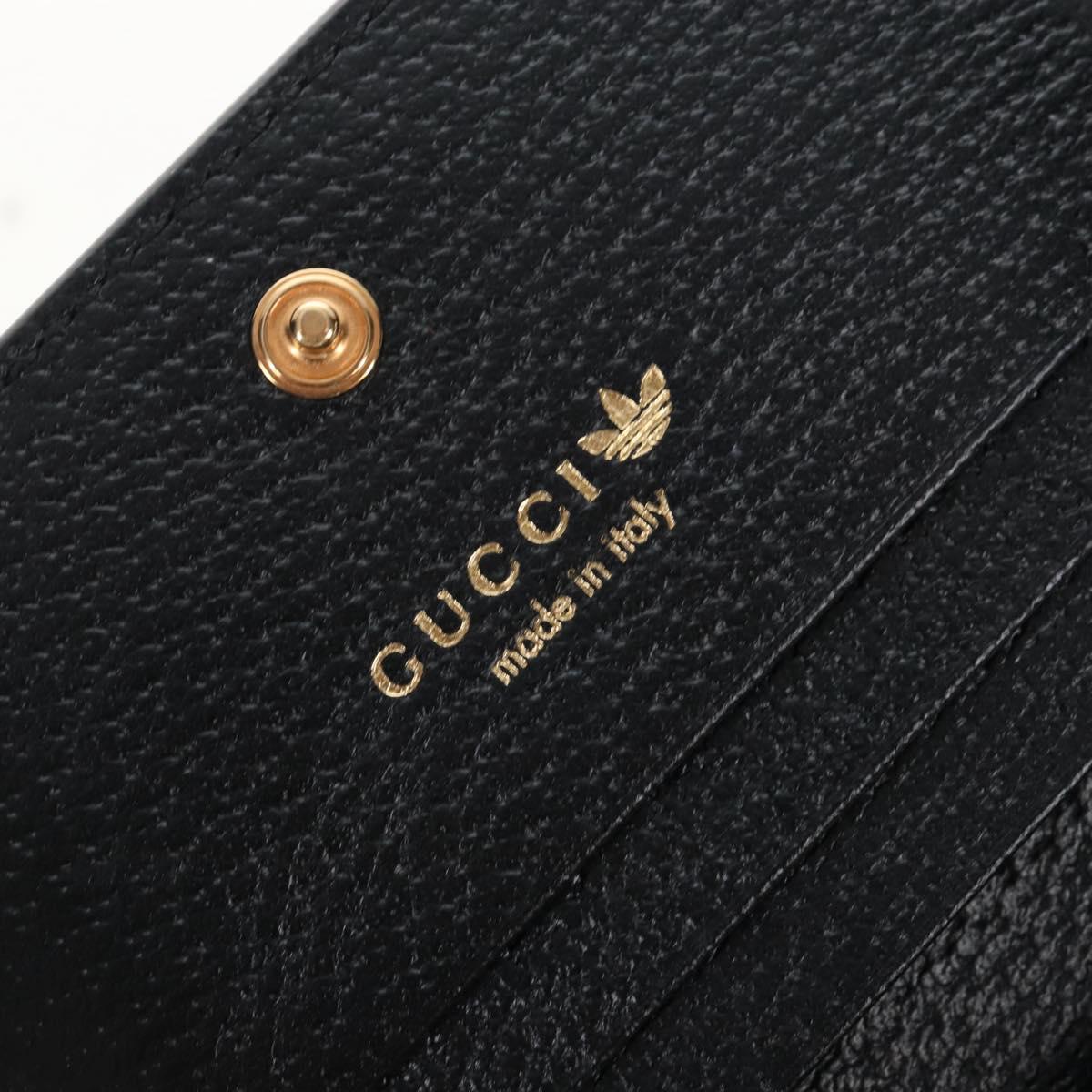 GUCCI Adidas Collaboration Shoulder Wallet Leather Black 702248 Auth 210520M