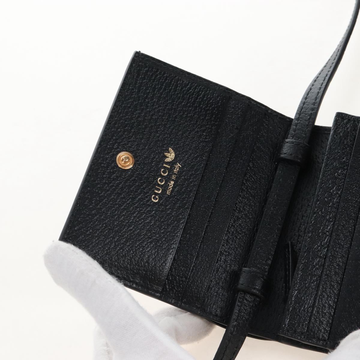 GUCCI Adidas Collaboration Shoulder Wallet Leather Black 702248 Auth 210520M