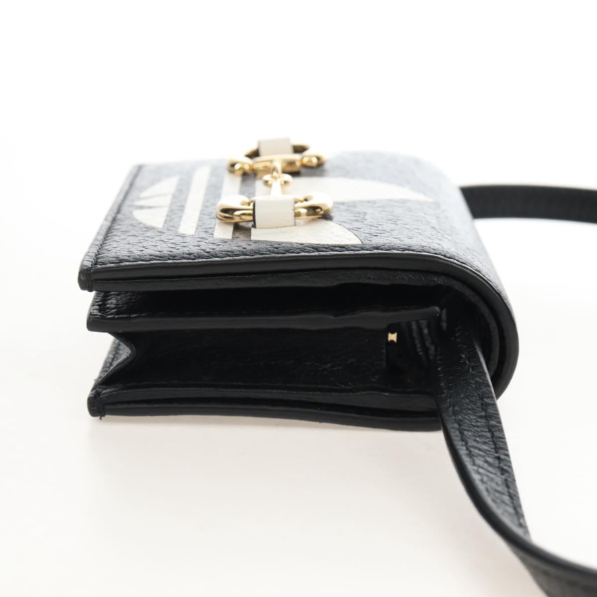GUCCI Adidas Collaboration Shoulder Wallet Leather Black 702248 Auth 210520M