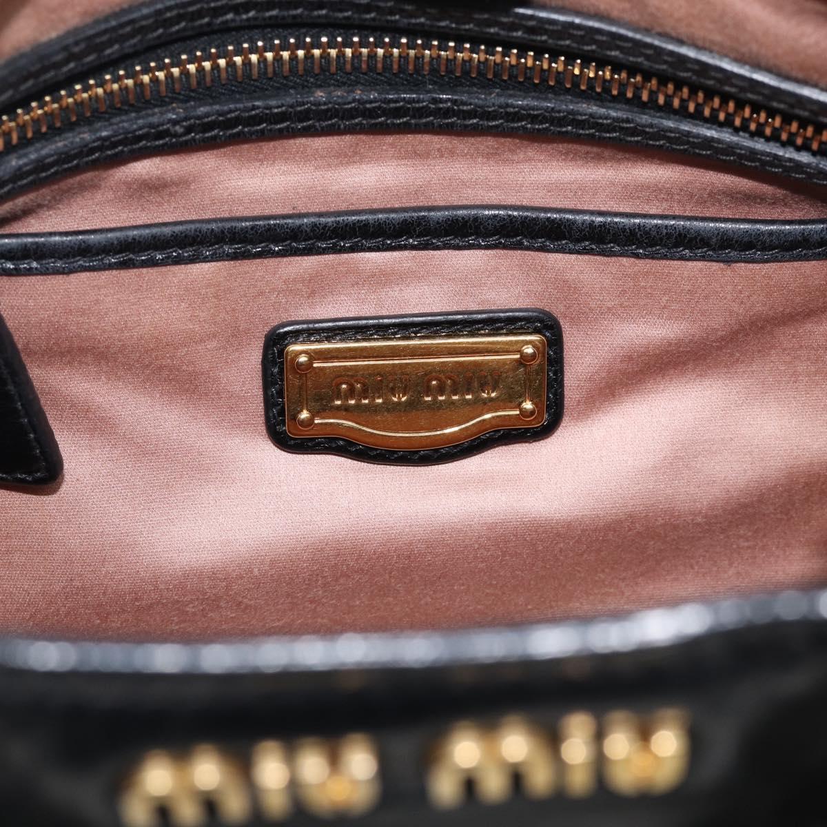 Miu Miu Ribbon Hand Bag Vitello Lux Leather 2way Black Gold Auth 210521V