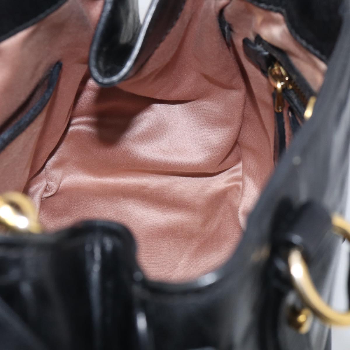 Miu Miu Ribbon Hand Bag Vitello Lux Leather 2way Black Gold Auth 210521V