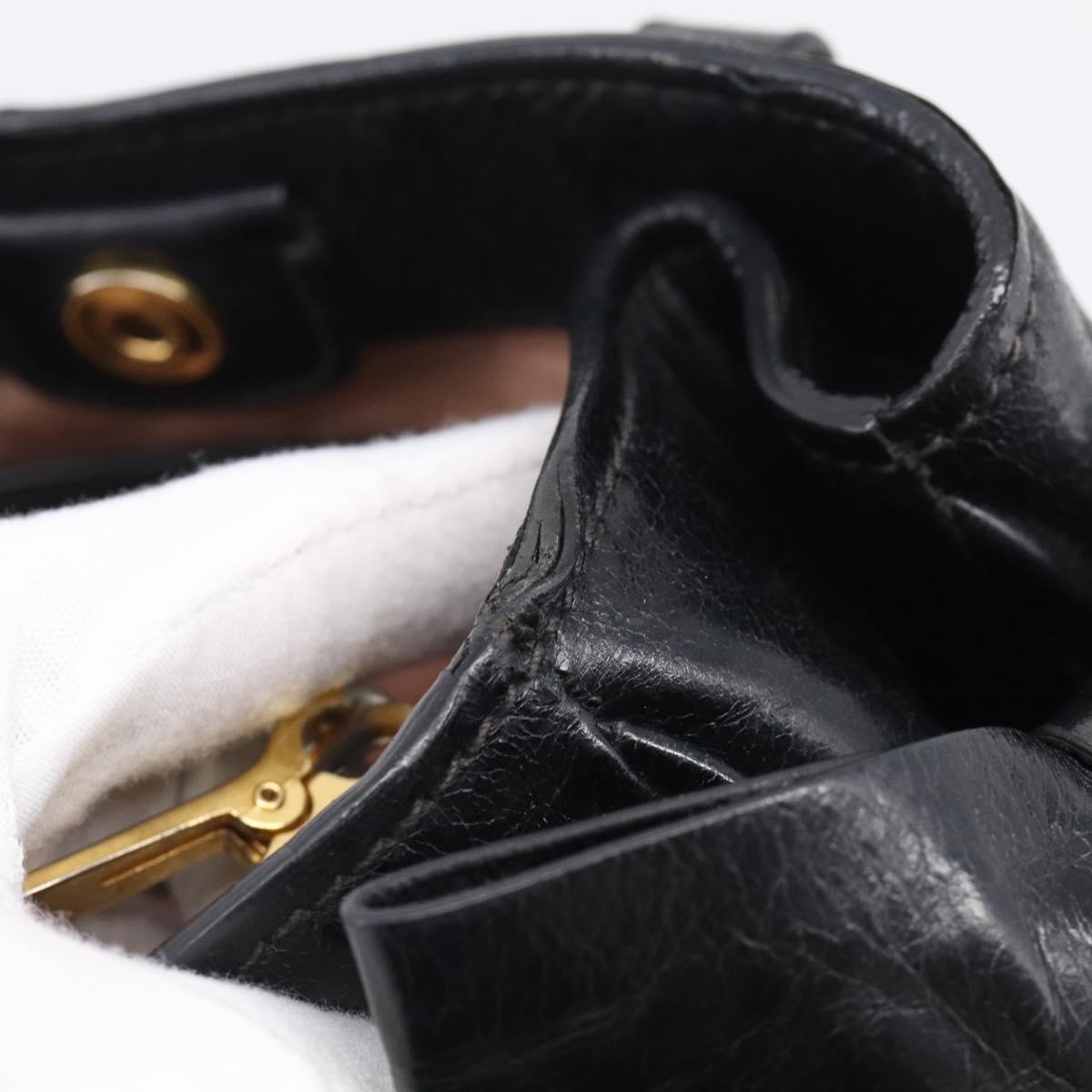 Miu Miu Ribbon Hand Bag Vitello Lux Leather 2way Black Gold Auth 210521V