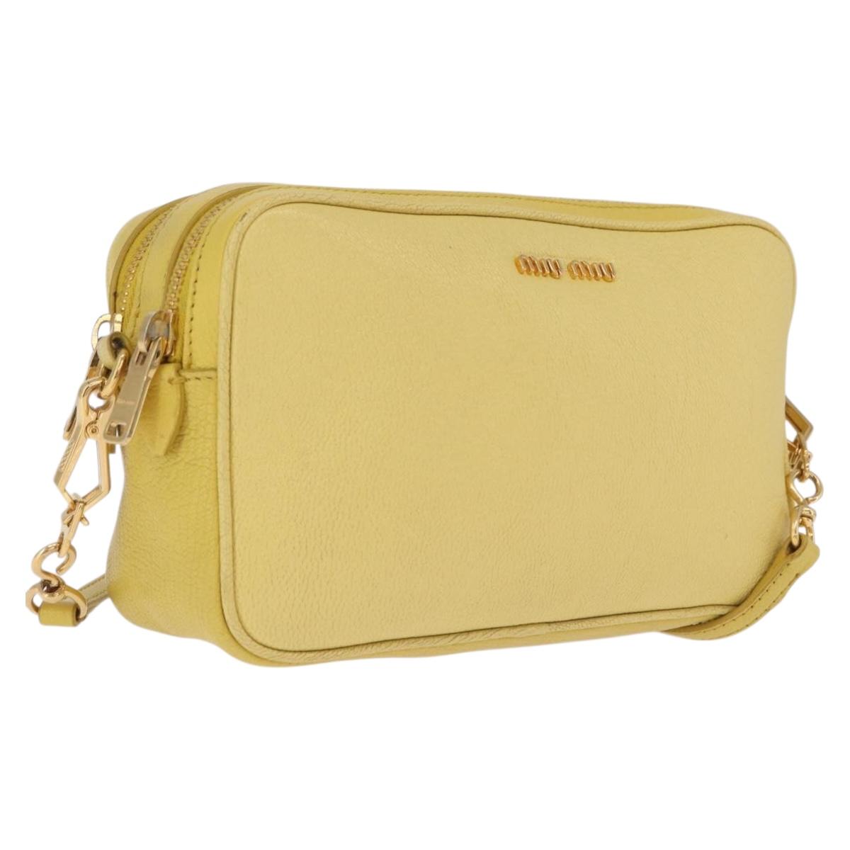 Miu Miu Shoulder Bag Leather Yellow Gold Auth 210522A