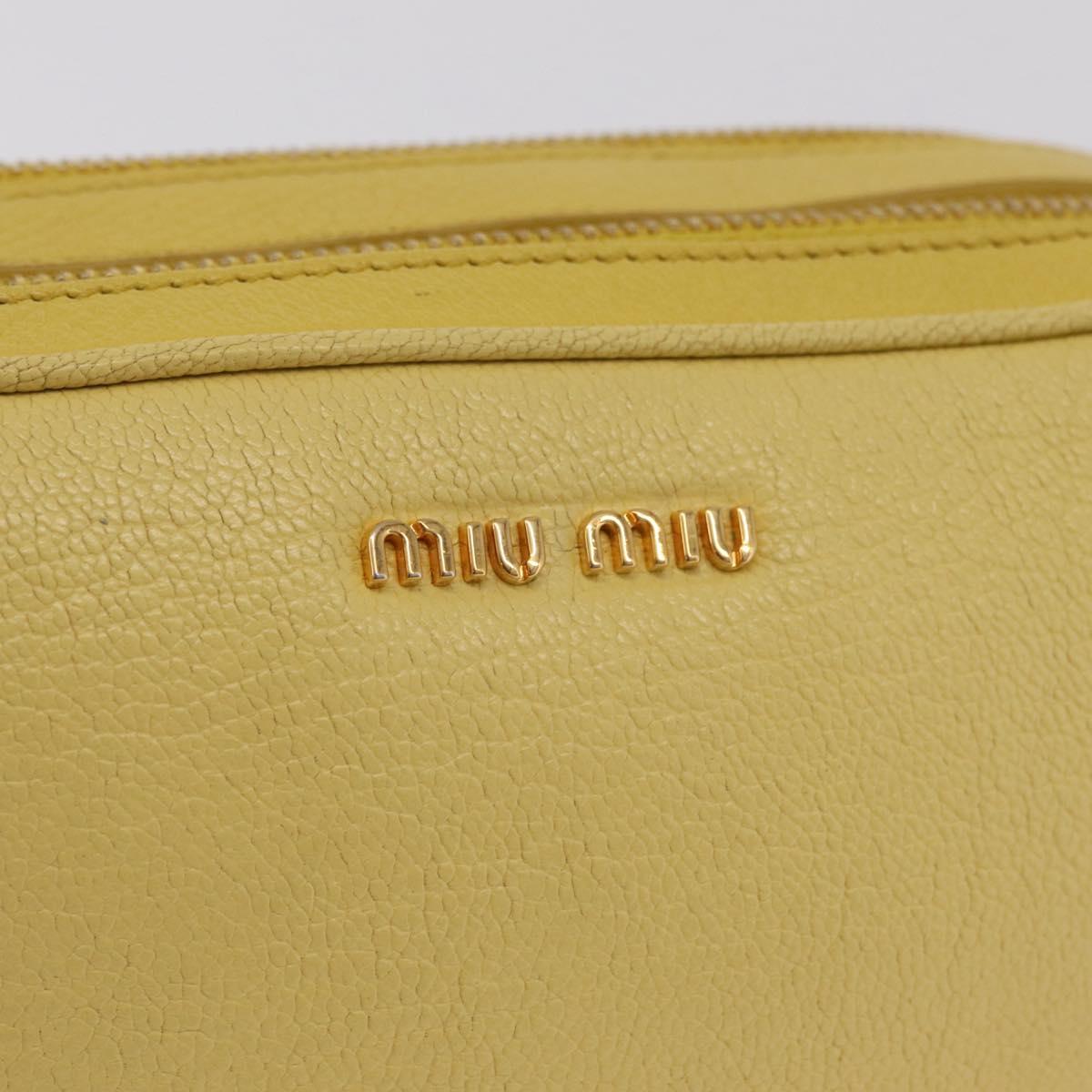 Miu Miu Shoulder Bag Leather Yellow Gold Auth 210522A