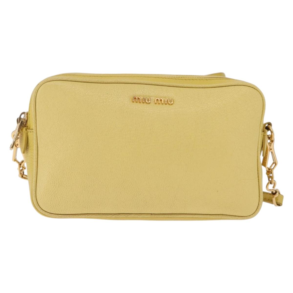 Miu Miu Shoulder Bag Leather Yellow Gold Auth 210522A