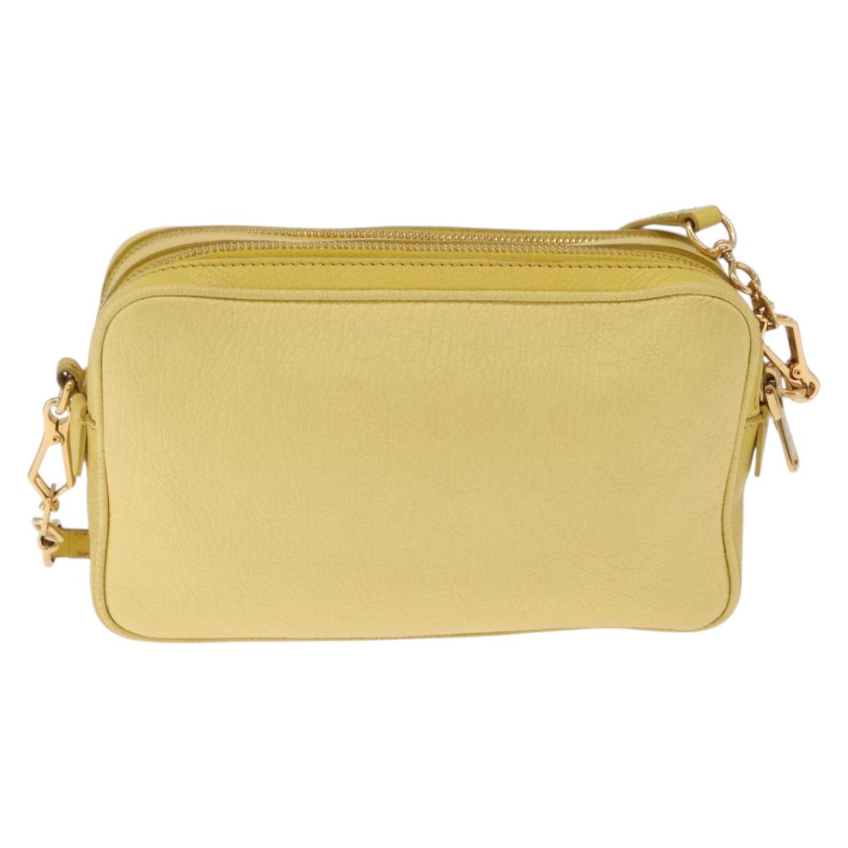Miu Miu Shoulder Bag Leather Yellow Gold Auth 210522A