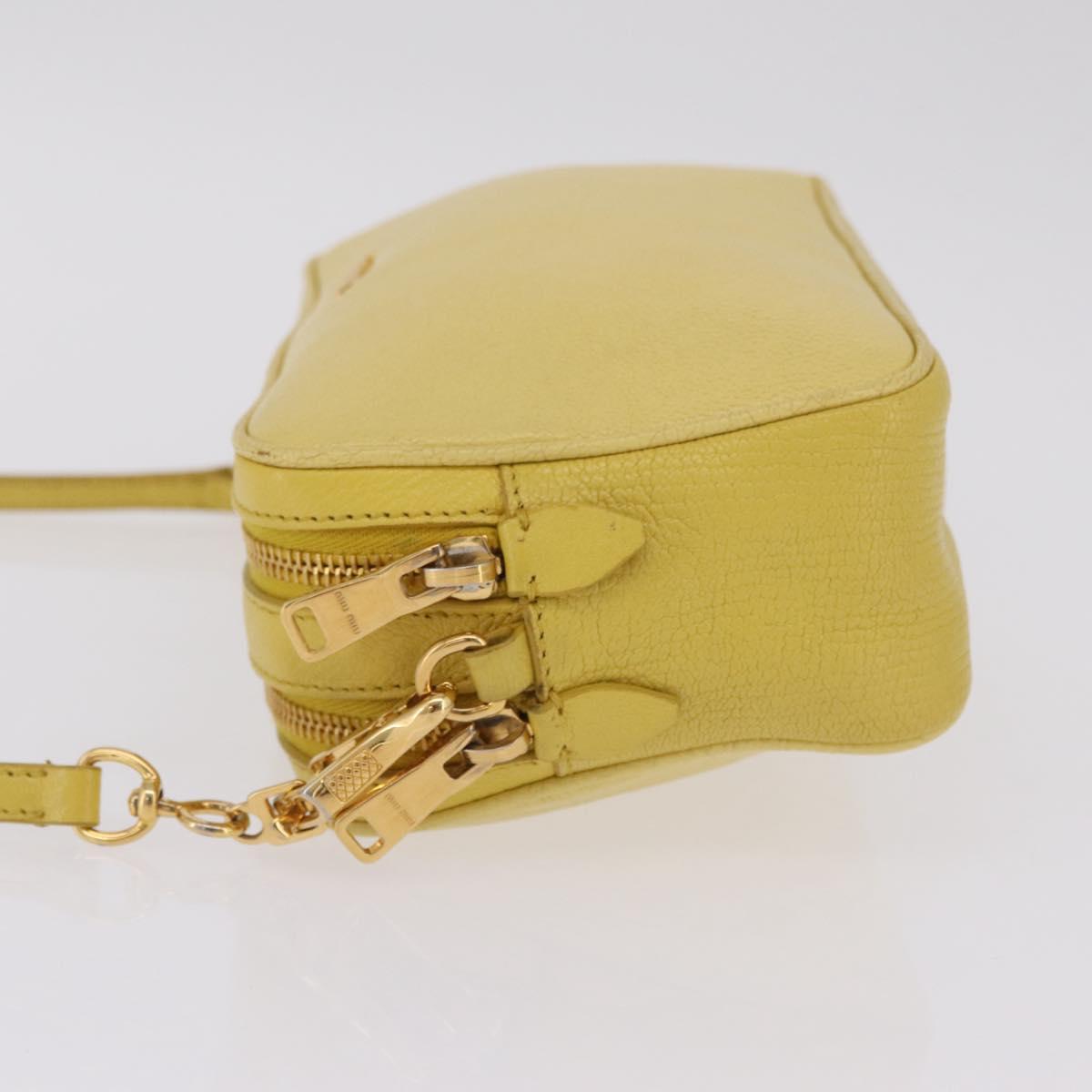 Miu Miu Shoulder Bag Leather Yellow Gold Auth 210522A
