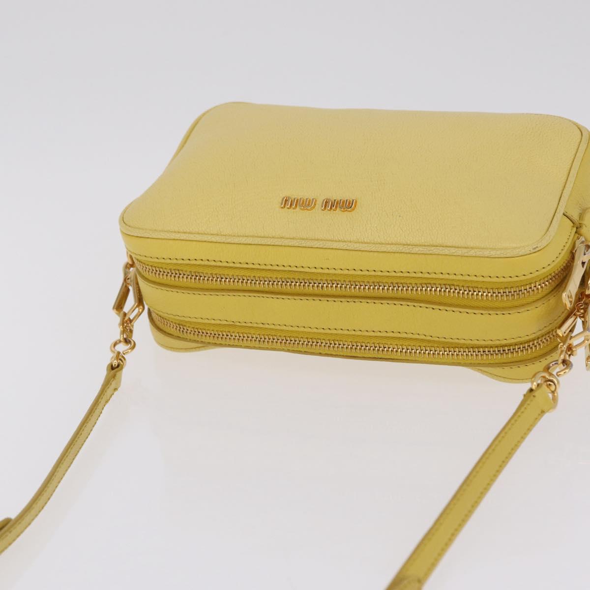Miu Miu Shoulder Bag Leather Yellow Gold Auth 210522A