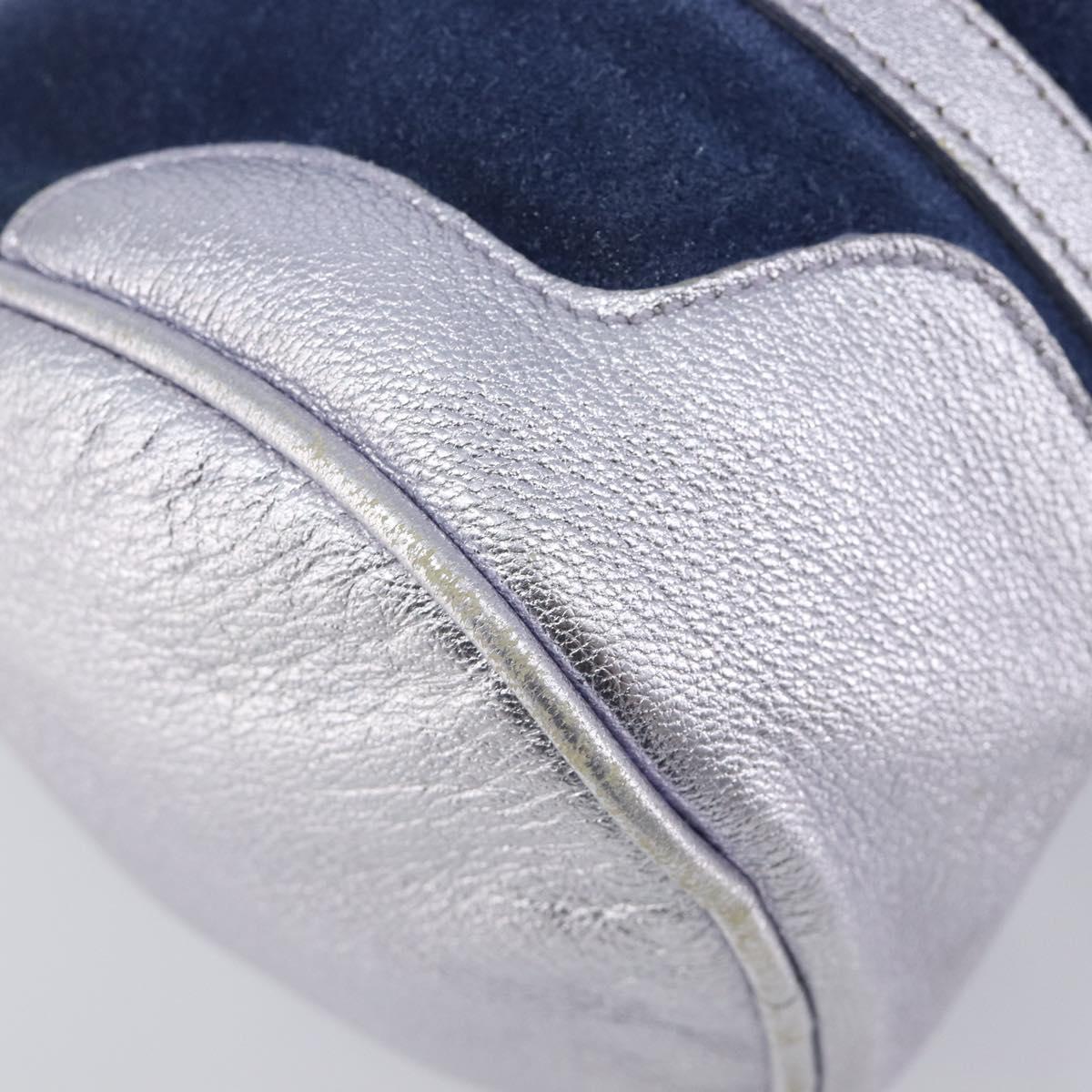 Miu Miu Hand Bag Suede Navy Silver Auth 210523