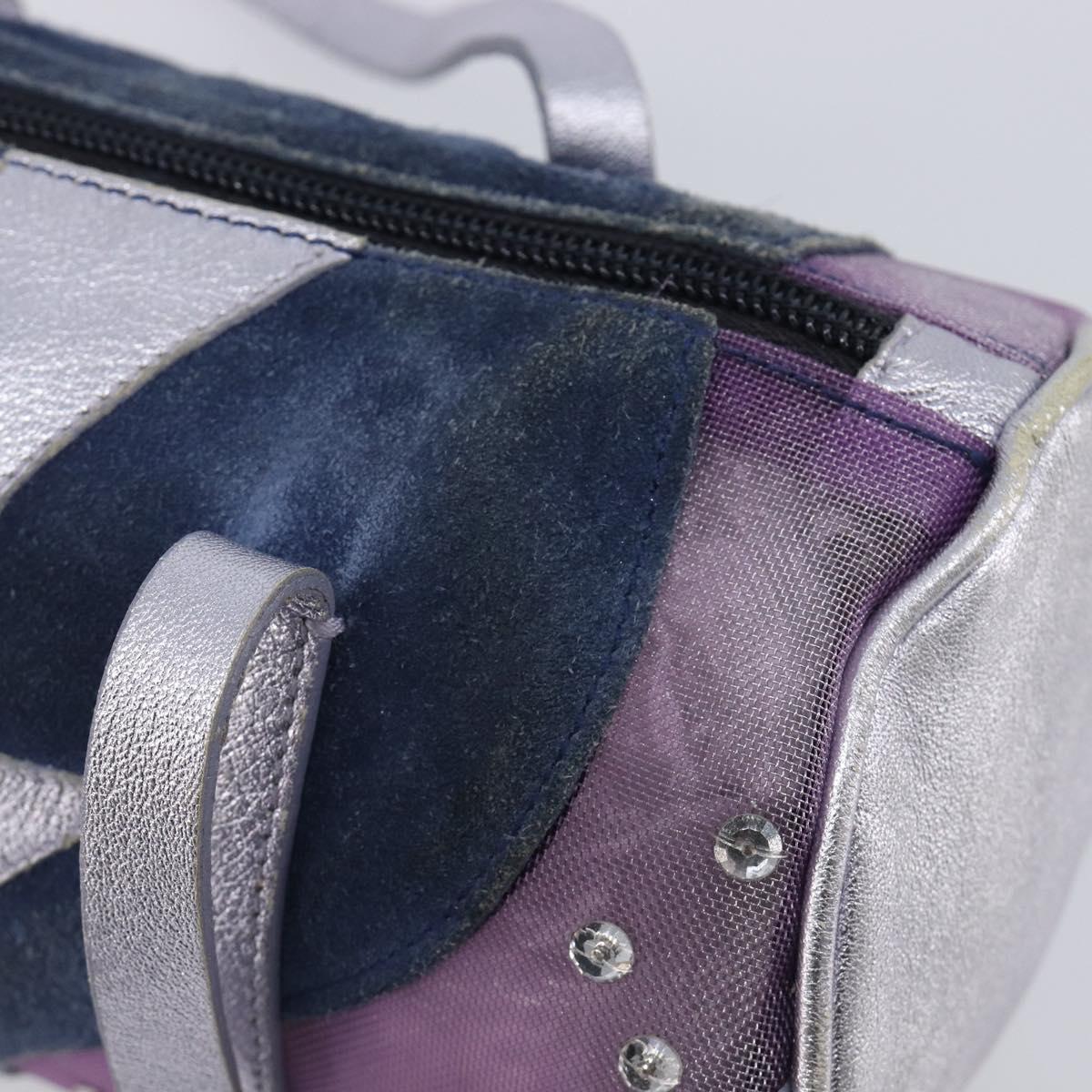 Miu Miu Hand Bag Suede Navy Silver Auth 210523