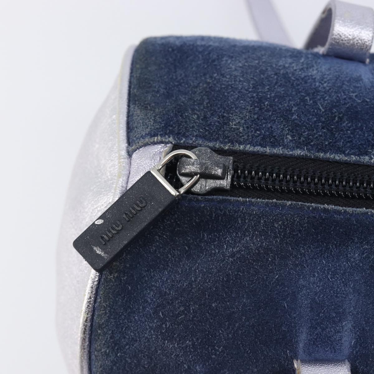 Miu Miu Hand Bag Suede Navy Silver Auth 210523